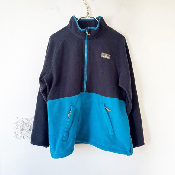 LL Bean Navy Blue Mountain Classic 1/2 Zip Fleece Pullover XL - Picture 4 of 6